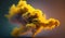 Generative AI, Flowing light yellow smoke with splashes. Soft fluid banner, spring female mood, 3D effect, modern macro realistic