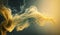 Generative AI, Flowing light yellow smoke with splashes. Soft fluid banner, spring female mood, 3D effect, modern macro realistic