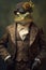 Generative AI. Frog elegantly dressed, Victorian