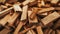 Generative AI full frame close up view background of piles of wooden boards used for home decoration needs busines