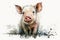 Generative AI. Funny pig, watercolor illustration. Farm animal