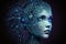 Generative AI. Futuristic face female humanoid robot. A Technological Future. Copying space