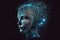 Generative AI. Futuristic face female humanoid robot. A Technological Future. information space. Copying space