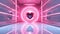 Generative AI, Futuristic space ship room with pink heart in cyberpunk style illustration. Love, feelings, romantic St. Valentine