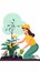 Generative AI Gardener Female Character at-