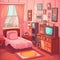 Generative AI Girl\\\'s room interior-