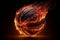 Generative AI of a Glowing Ball Burning on Fire in Orange Flames, Giving off Heat and Smoke for Competitive Basketball: A Visual