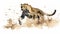 Generative AI, Graceful Speed: Watercolor Drawing of a Cheetah Sprinting