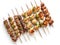 Generative AI Grilled meat skewers variety isolated on white, Souvlaki chicken and pork, kebab doner. Greek grill