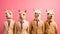 Generative AI, Group of business alpacas or lamas, funny animals. Individuality, independence