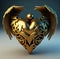 Generative AI: heart beautifully decorated with steampunk style