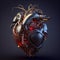 Generative AI: heart beautifully decorated with steampunk style