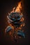 Generative AI. Heartbroken concept by half burnt rose leaving some into black ashes and embers. Burning rose