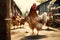 Generative AI hen in chicken farm. Concept organic living. Agriculture. Healthy farm healthy food. Natural food for