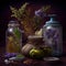 Generative AI: herbalism jars with lavender