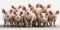 Generative AI illustration of adorable domestic pigs with pink piglets isolated on white background