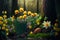 Generative AI illustration of beautiful Easter theme woodland landscape image