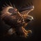 Generative AI illustration of beautiful powerful Golden Eagle in flight with wings wide open