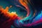 Generative AI illustration of colorful swirling paint splash abstract background