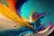 Generative AI illustration of colorful swirling paint splash abstract background