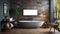 Generative ai illustration of Comfortable bathtub with vanity basin in modern interior