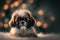 Generative AI illustration of cute adorable little puppy dog pet in heart warming Christmas scene