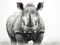 Generative ai illustration of detailed drawing illustration of a Rhino in a jungle setting