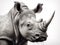 Generative ai illustration of detailed drawing illustration of a Rhino in a jungle setting