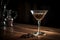 Generative AI illustration. Espresso Martini. Alcohol cocktail isolated on dark background