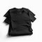 Generative ai illustration of flat black T shirt packshot on white