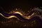 Generative AI illustration of gold and purple sparkling psychic wave flow abstract background