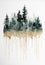 Generative AI illustration image of beautiful muted colors watercolour painting of misty pine tree forest