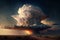 Generative AI illustration image of nuclear explosion mushroom cloud with lightning and detailed formations and air flow