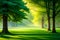 Generative AI Illustration of a lush green lawn with blurred foliage