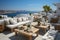 Generative ai illustration of Luxury apartment terrace in Santorini