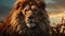 Generative ai illustration of Majestic african Lion on top of a cliff