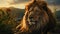 Generative ai illustration of Majestic african Lion on top of a cliff