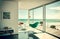 Generative AI illustration of mid-century modern beachfront villa interior design