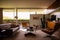 Generative AI illustration of mid-century modern house living room interior design