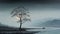 Generative Ai Illustration. Misty tree landscape