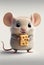 Generative AI illustration of mouse holding cheese
