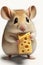 Generative AI illustration of mouse holding a piece of cheese