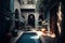 Generative AI illustration of patio with swimming pool in luxury riad