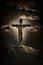 Generative AI illustration of powerful Christian faith religion image of Jesus on Crucifix at Easter