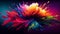 Generative AI, Illustration, Rainbow Explosion: Capture the explosive energy of a rainbow-colored burst, with bold and vibrant