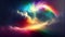 Generative AI, Illustration, Rainbow Haze: Create a dreamy and ethereal image, with a rainbow-colored burst of light and energy