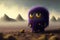 Generative AI illustration of sad and lonely little alien left alone on it\\\'s home planet