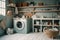 Generative ai illustration of scandinavian interior of a real laundry room