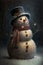 Generative AI illustration of smiling snowman in winter