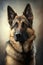 Generative AI illustration studio portrait style image of German Shepherd pedigree dog breed